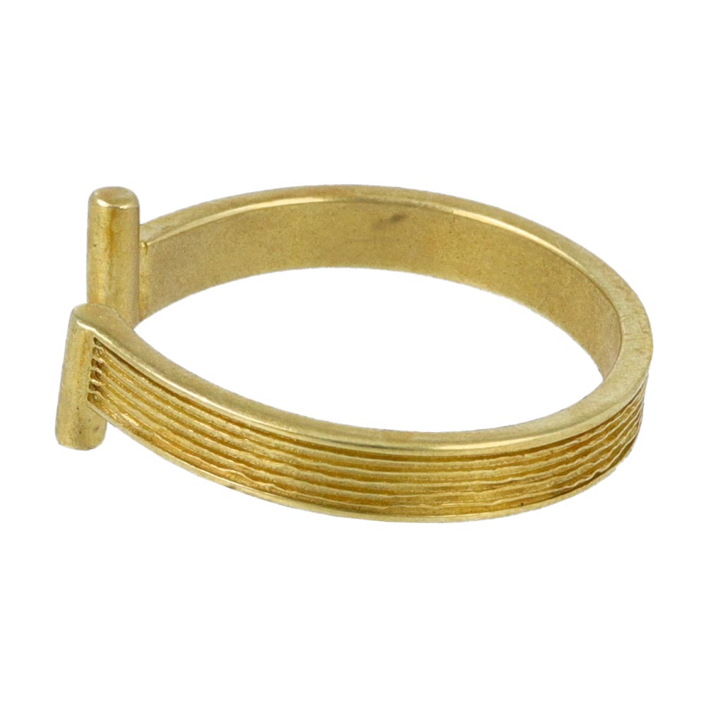 Grooved Brass Open Ring