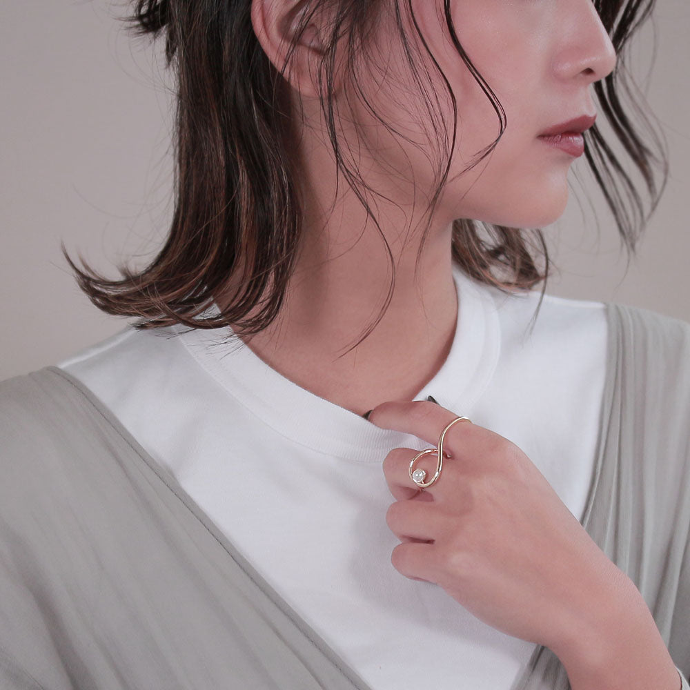Pearl Detail Double Finger Ring