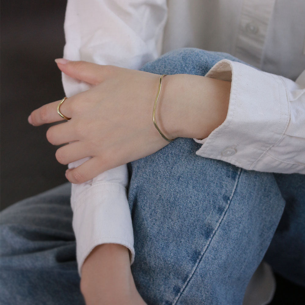 Wave Brass Open Bangle