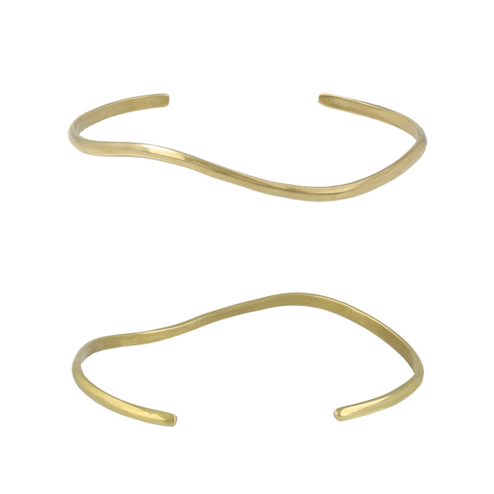 Wave Brass Open Bangle