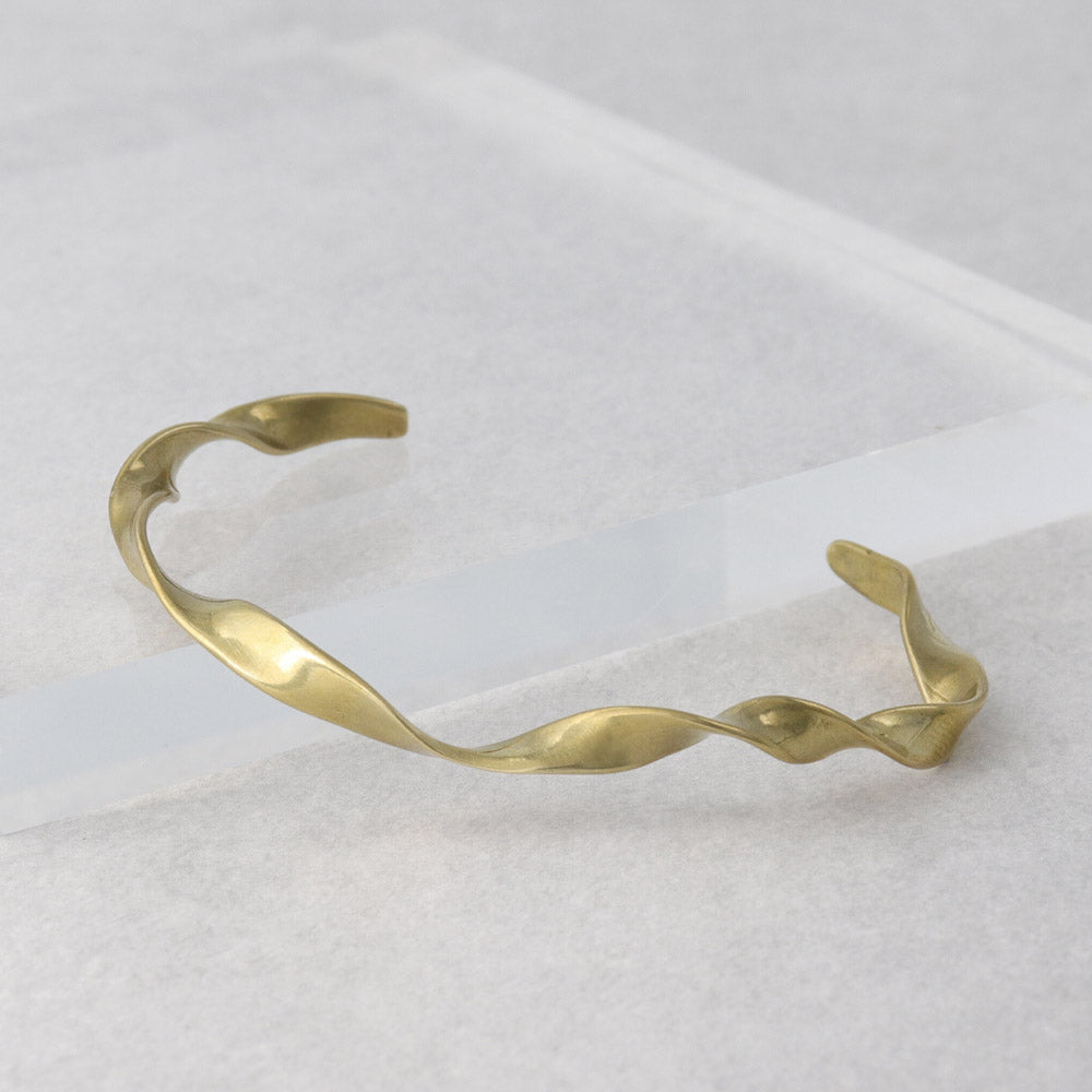 Twist Brass Open Bangle