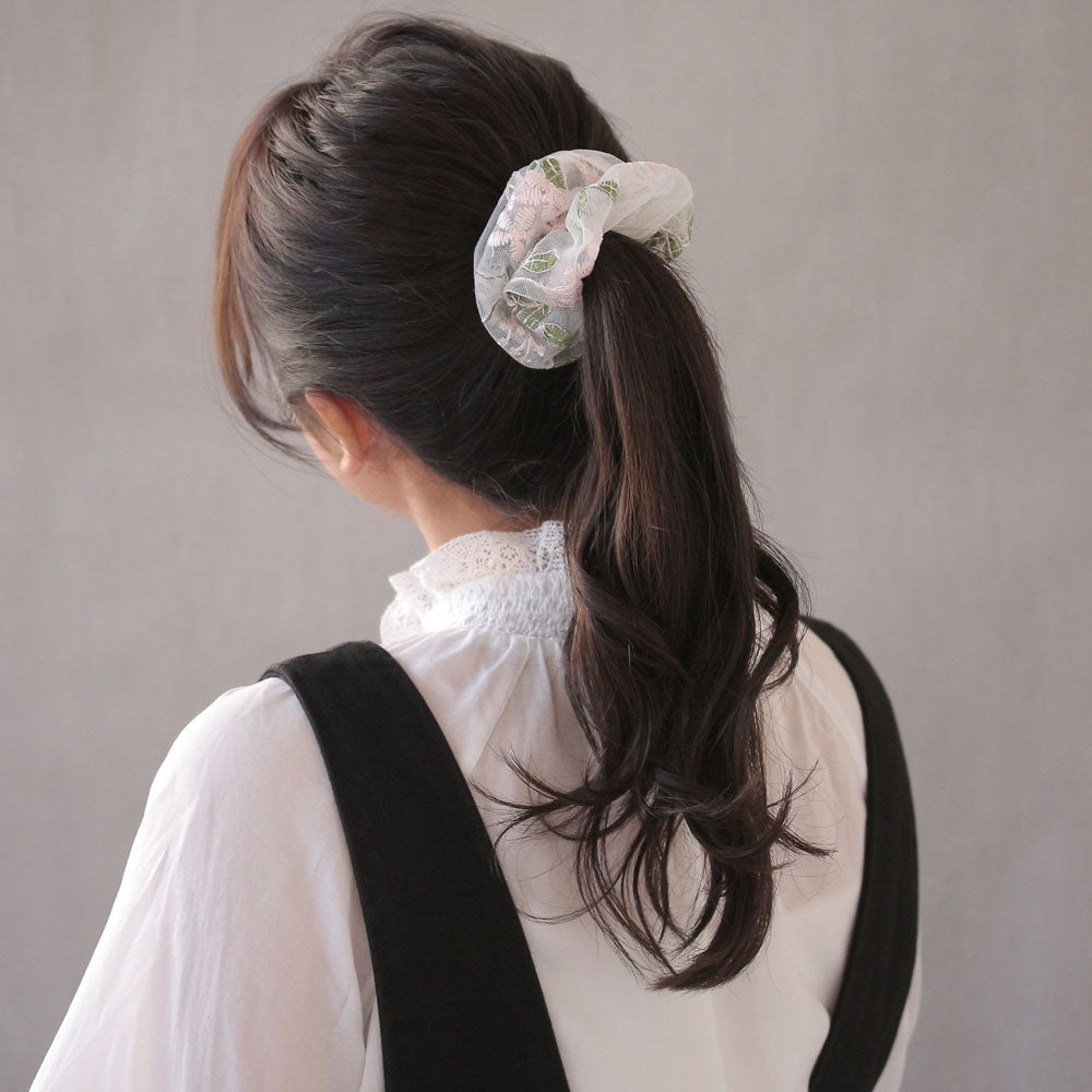Floral Embroidery Scrunchie