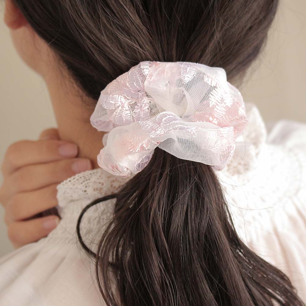 Floral Embroidery Scrunchie