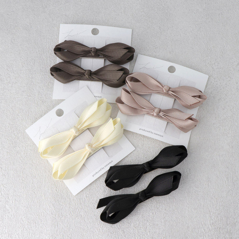 Round Bow Hair Clip Set