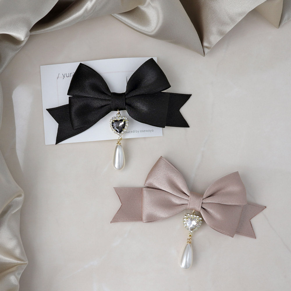 Drop Charm Bowknot Hair Clip - osewaya