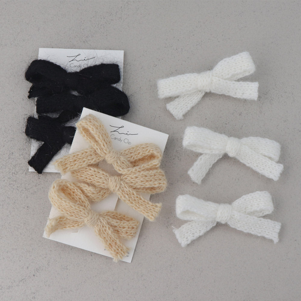 Knitted Bow Hair Clip Set - osewaya