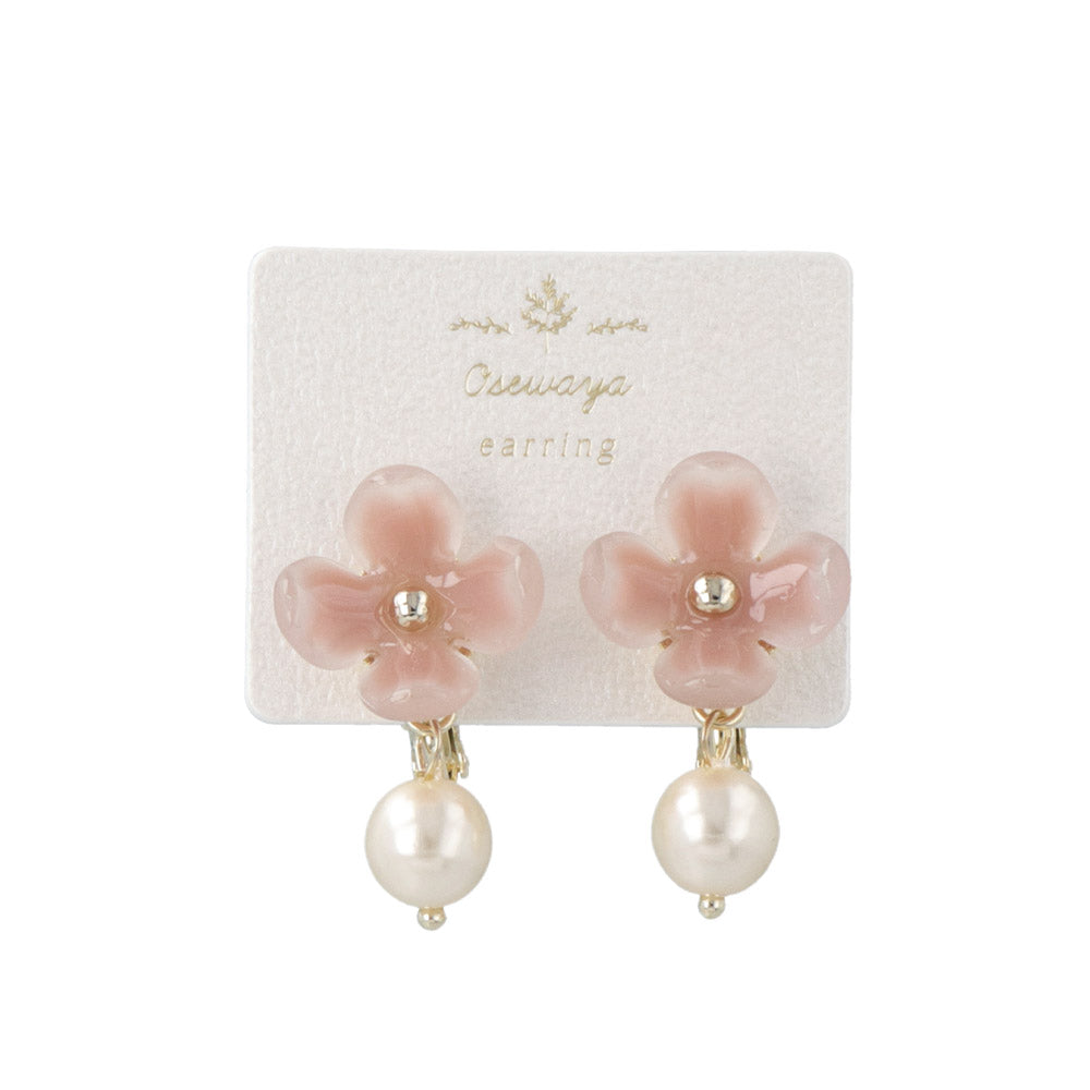 Flower and Pearl Clip Ons