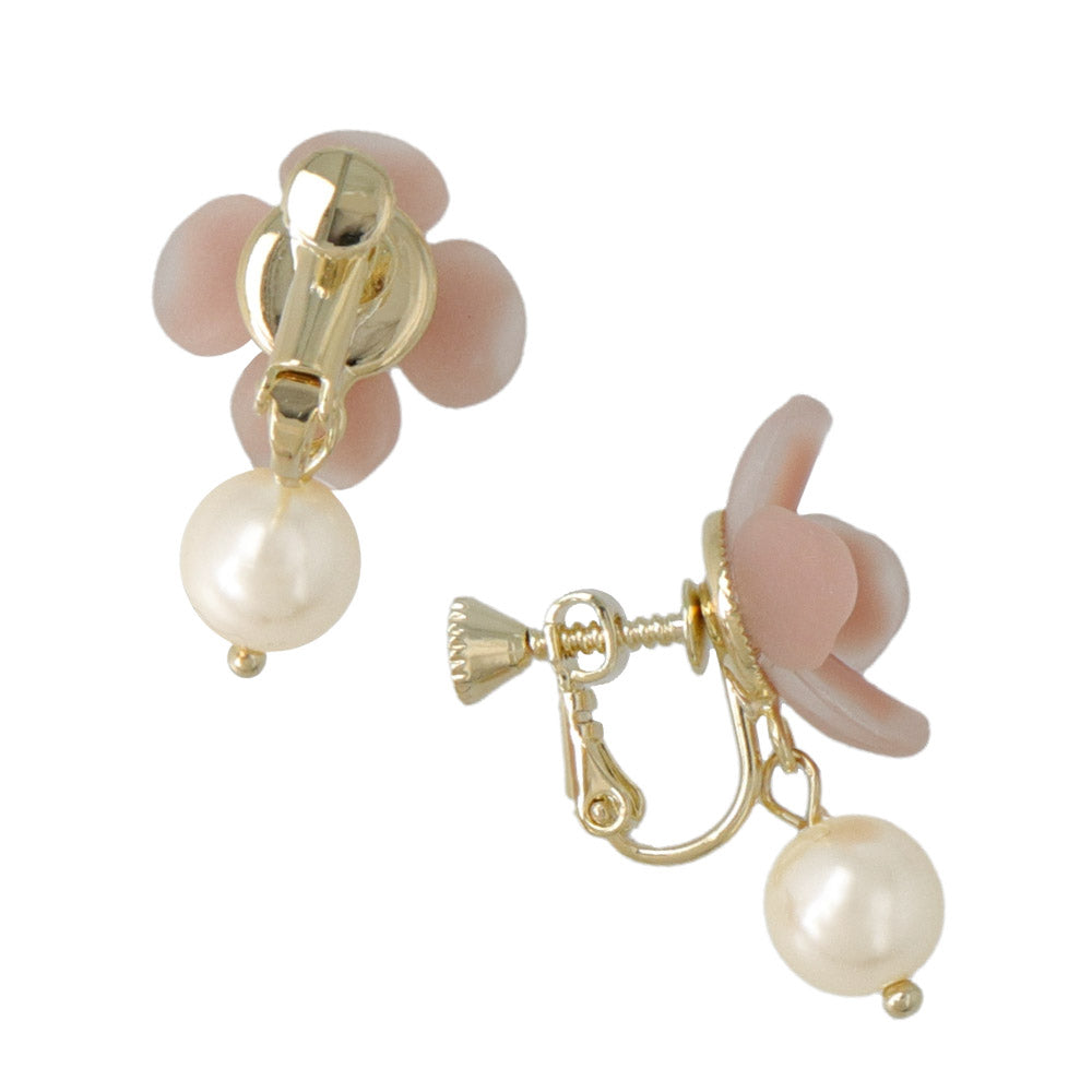 Flower and Pearl Clip Ons