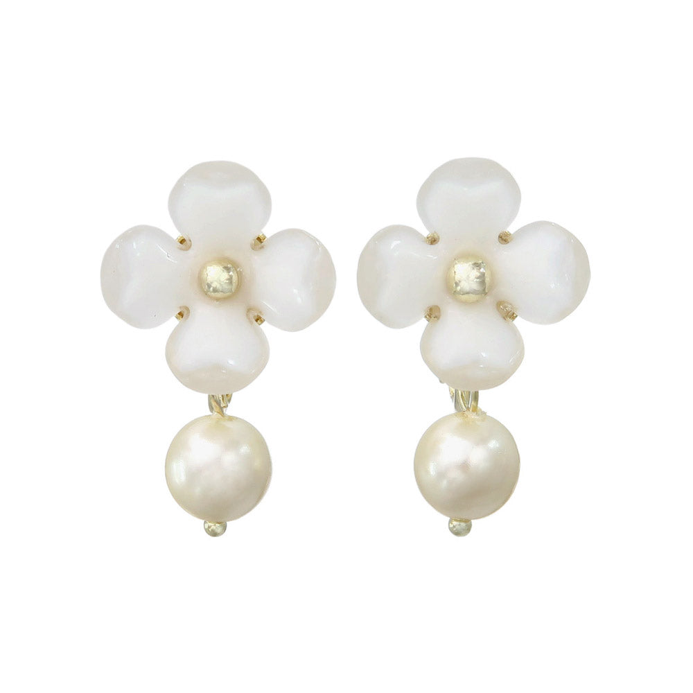 Flower and Pearl Clip Ons