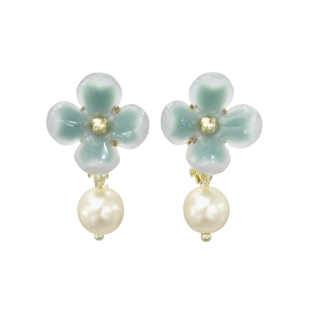 Flower and Pearl Clip Ons