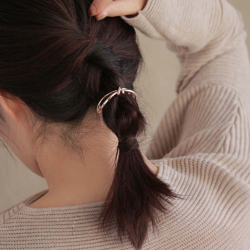 Rose Silver Knot Ponytail Cuff