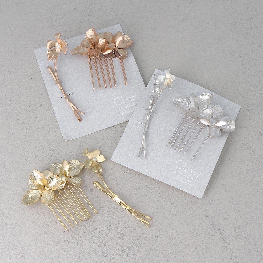 Flower Hairpin and Side Comb Set - osewaya