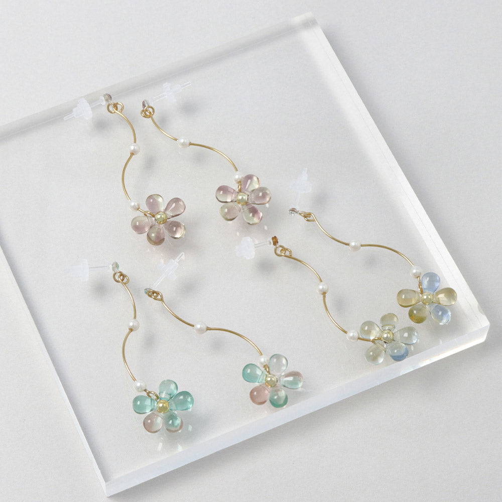 Bead Flower Plastic Post Drop Earrings - osewaya
