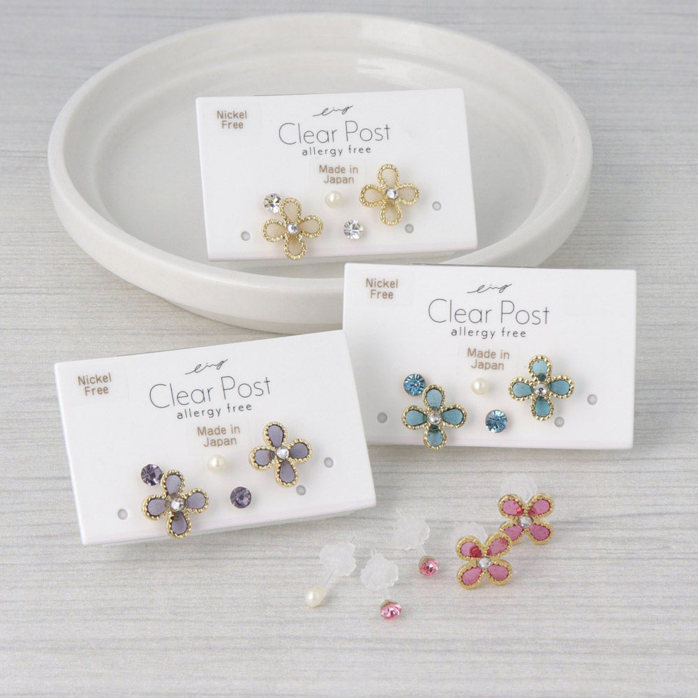 Floral Plastic Earring Set