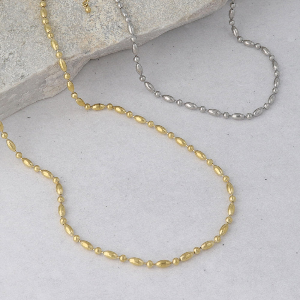Stainless Steel Cylinder Bead Chain Necklace - osewaya