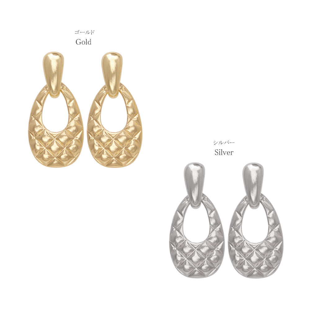 Quilted Oval Drop Earrings