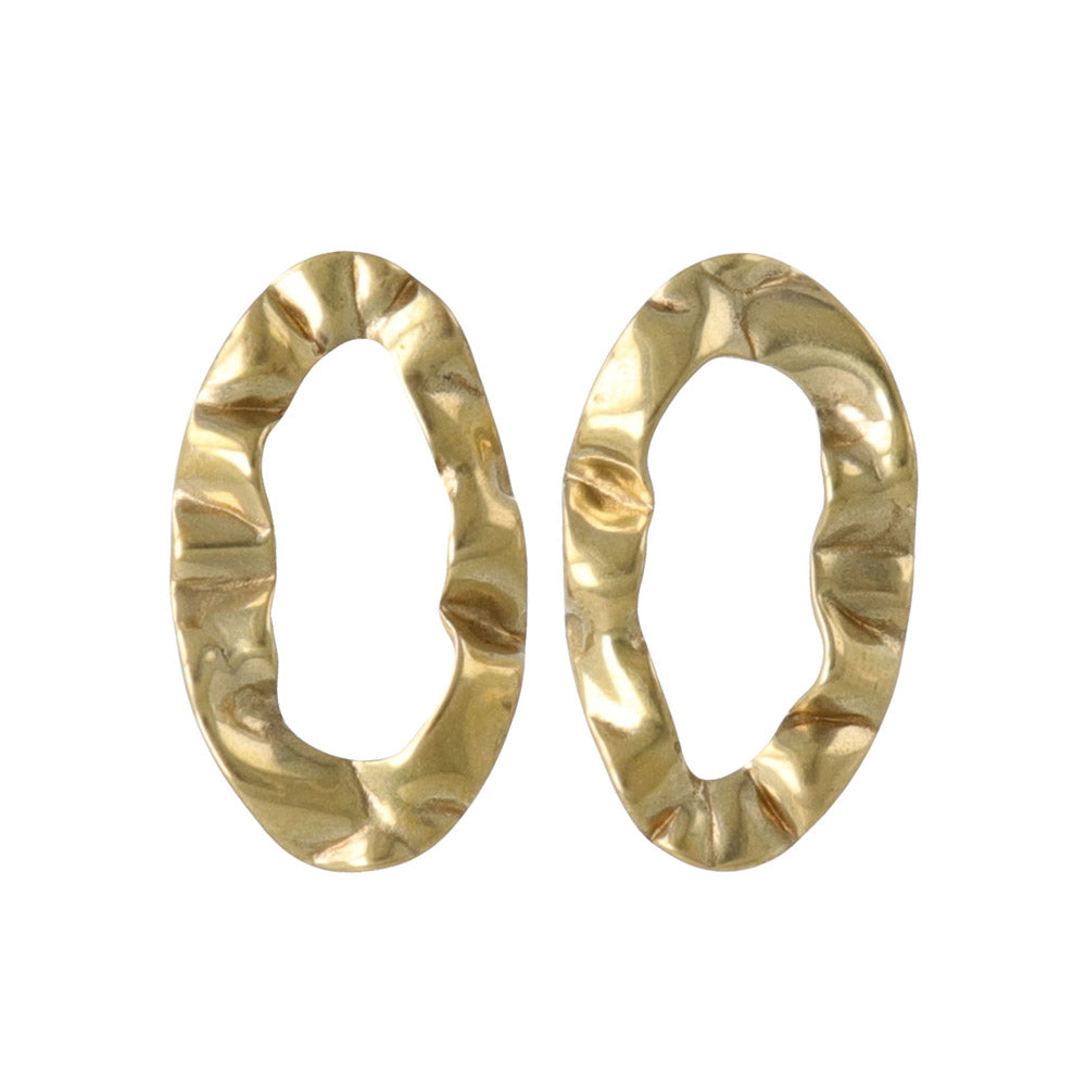 Crushed Oval Brass Earrings