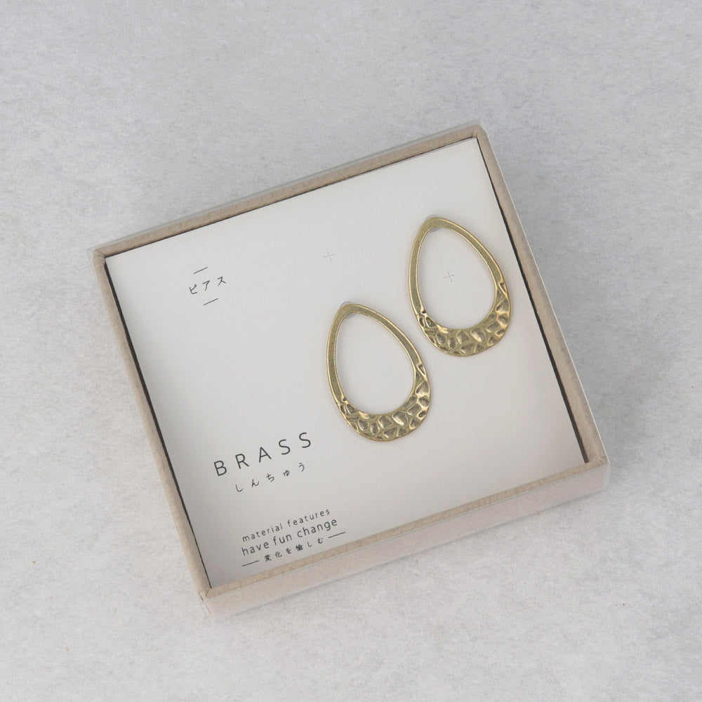 Textured Oval Brass Earrings - osewaya