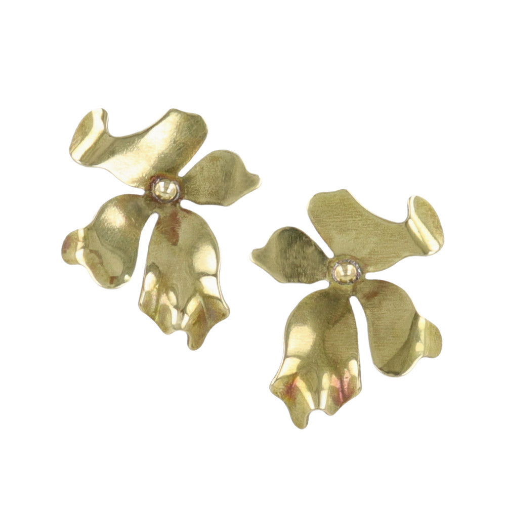 Flower Statement Brass Earrings