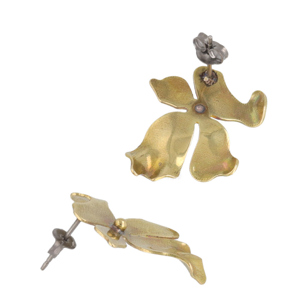 Flower Statement Brass Earrings