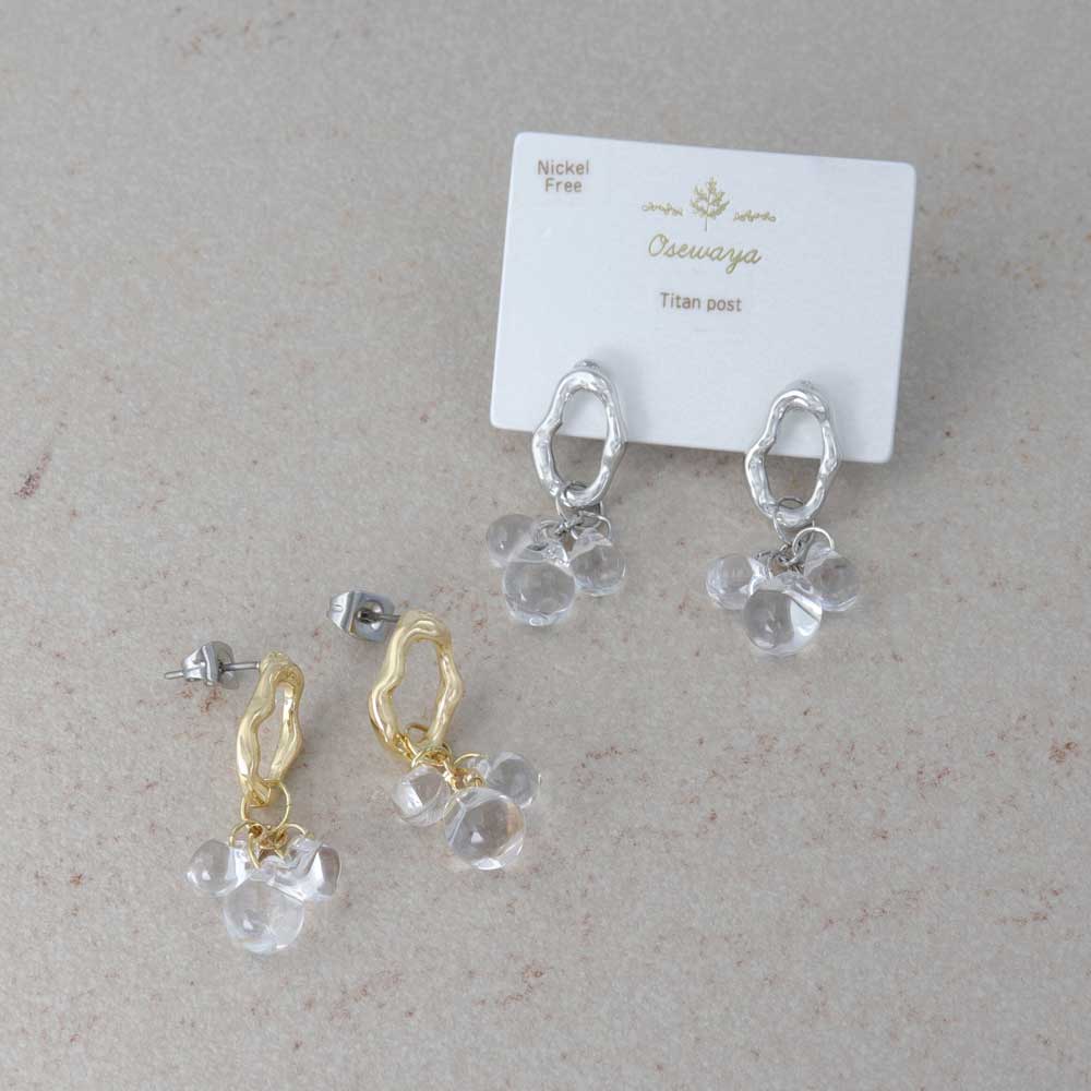 Cluster Clear Bead Earrings - osewaya