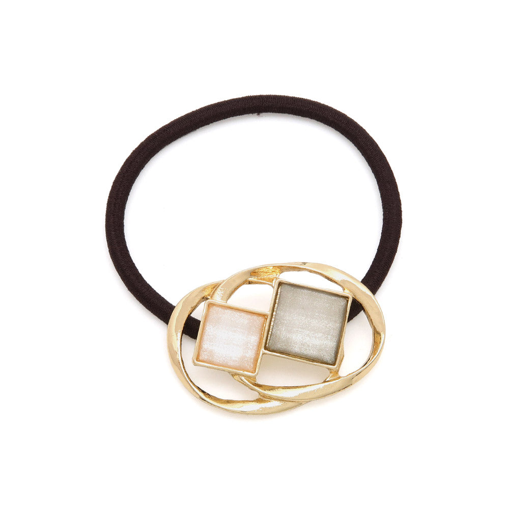 Gold Tone Faceted Square Ponytail Holder