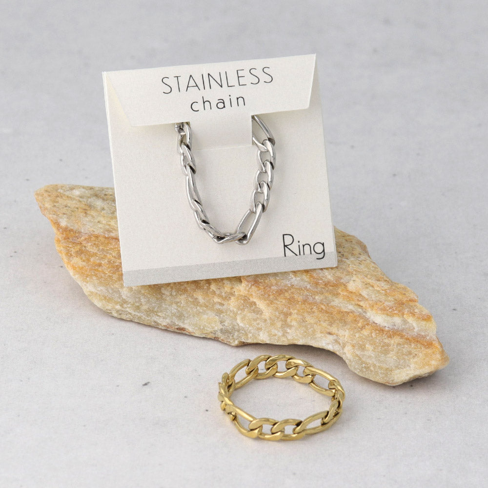 Stainless Steel Figaro Chain Ring - osewaya