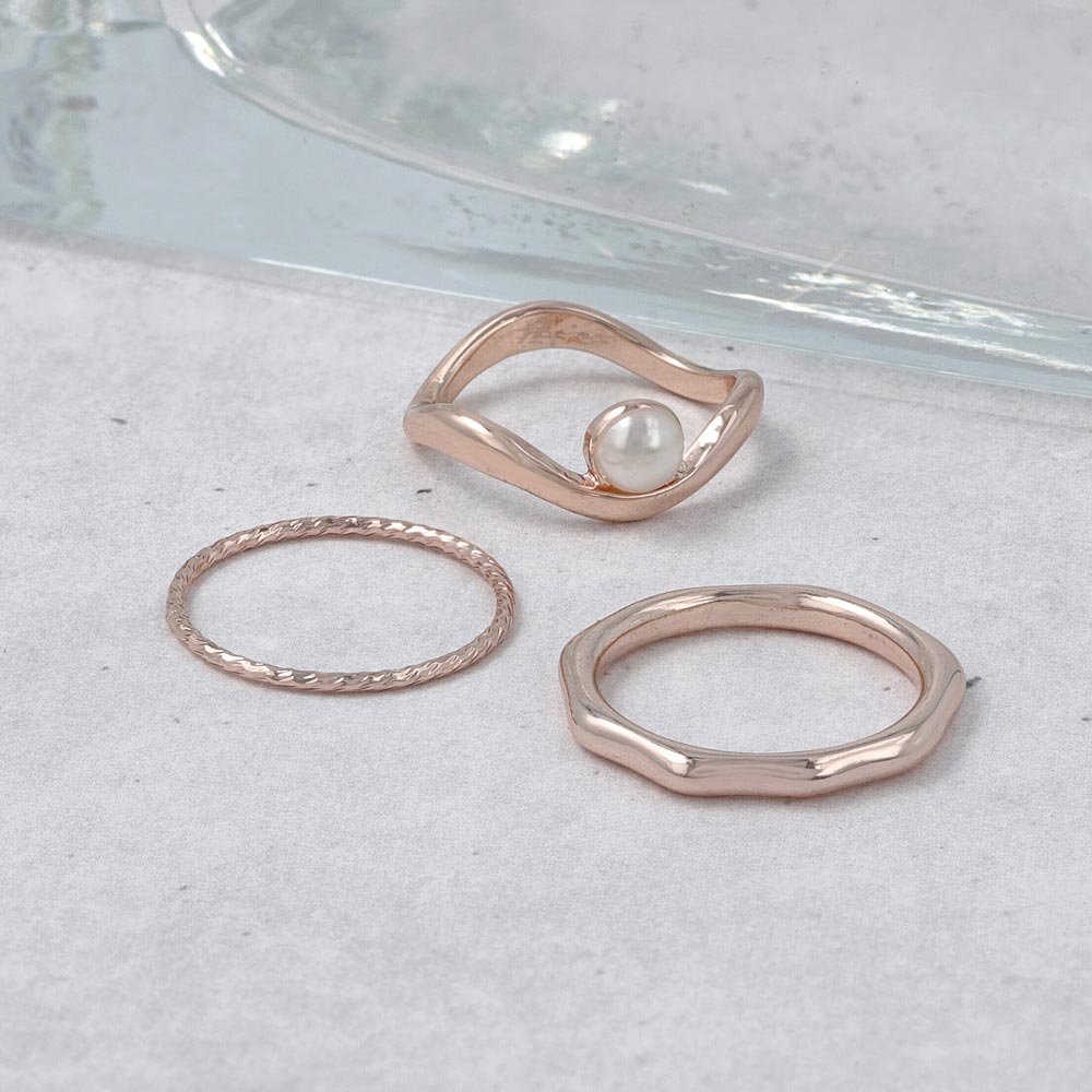 Rose Silver Three Ring Set - osewaya