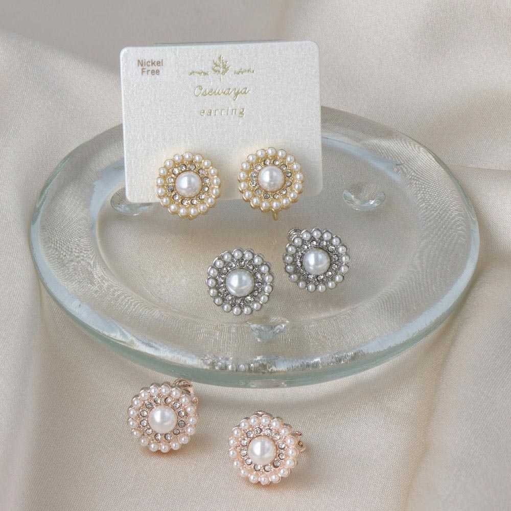 Pearly Pave Disc Clip Ons