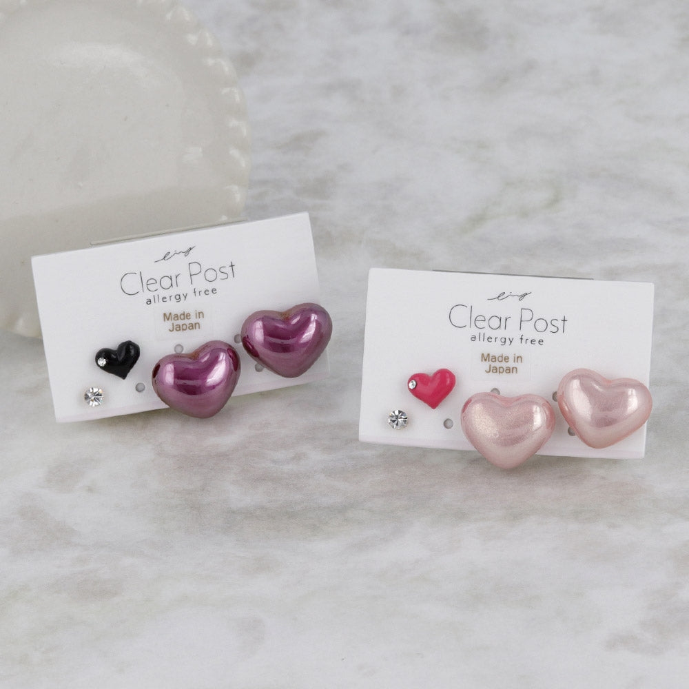 Puffy Heart Plastic Earring Set