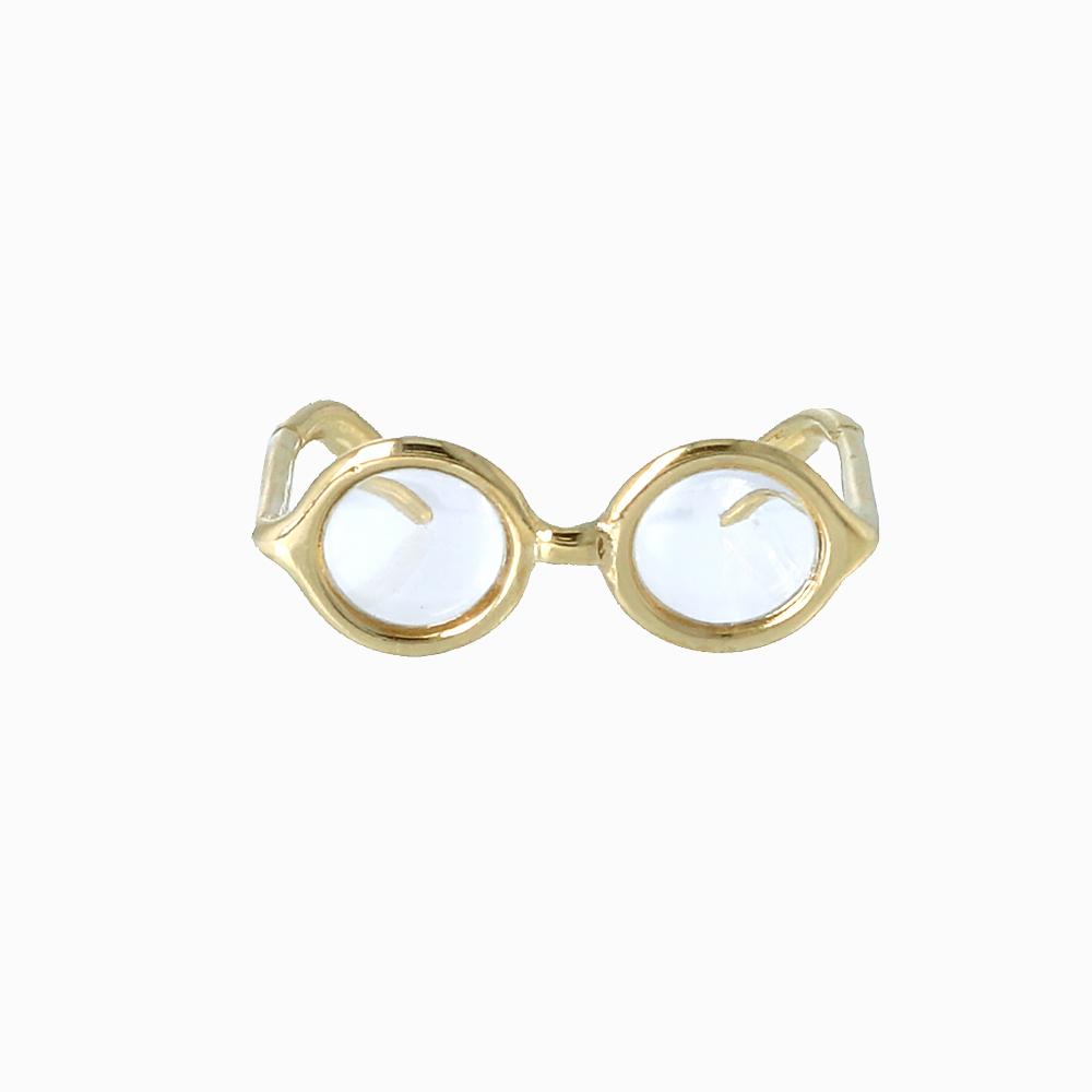 Gold Frame Oval Glasses Ring - Osewaya