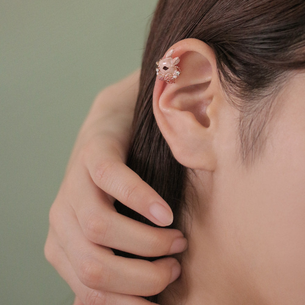 Flower Decor Rabbit Ear Cuff