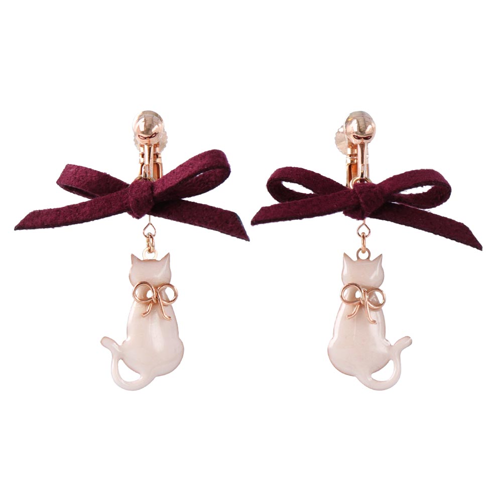 Bow and Cat Clip On earrings