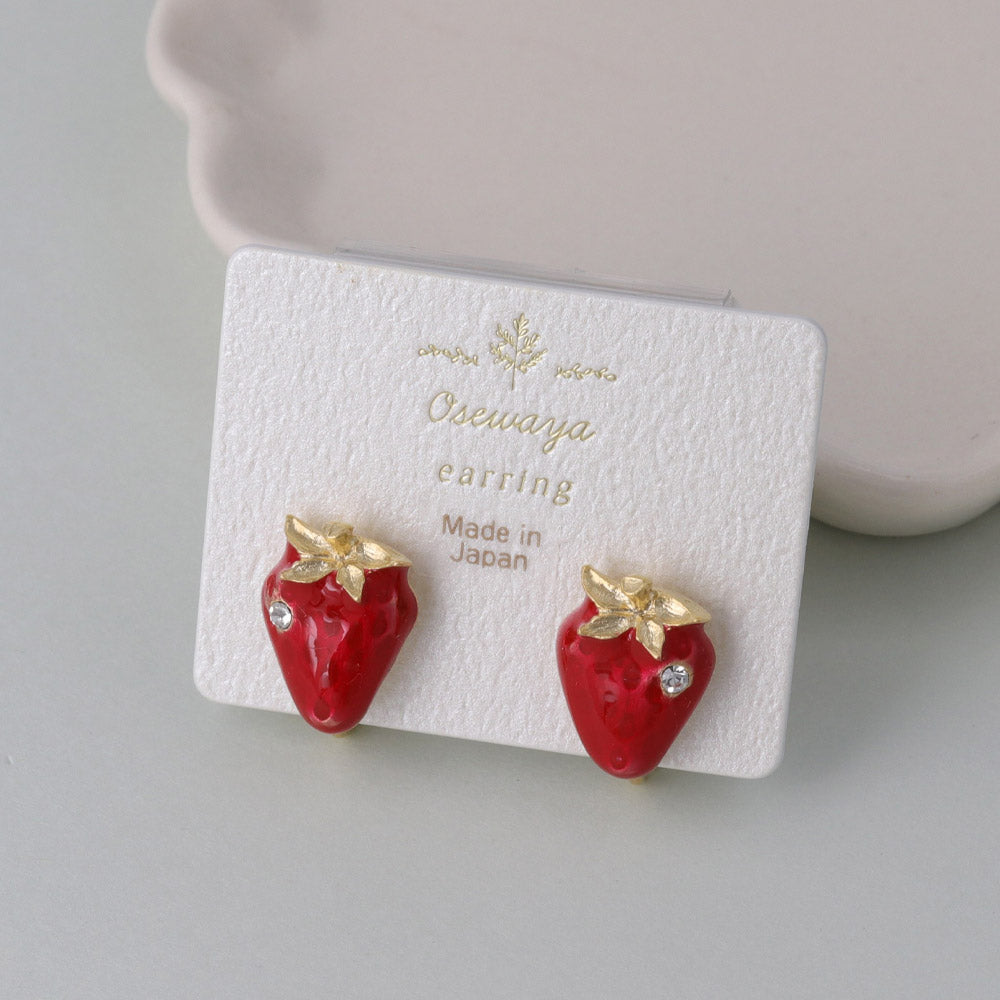 Strawberry Clip On Earrings - osewaya