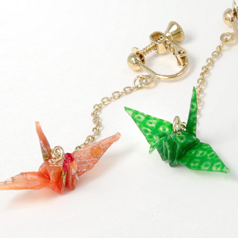 Origami Crane Drop Clip On Earring - osewaya
