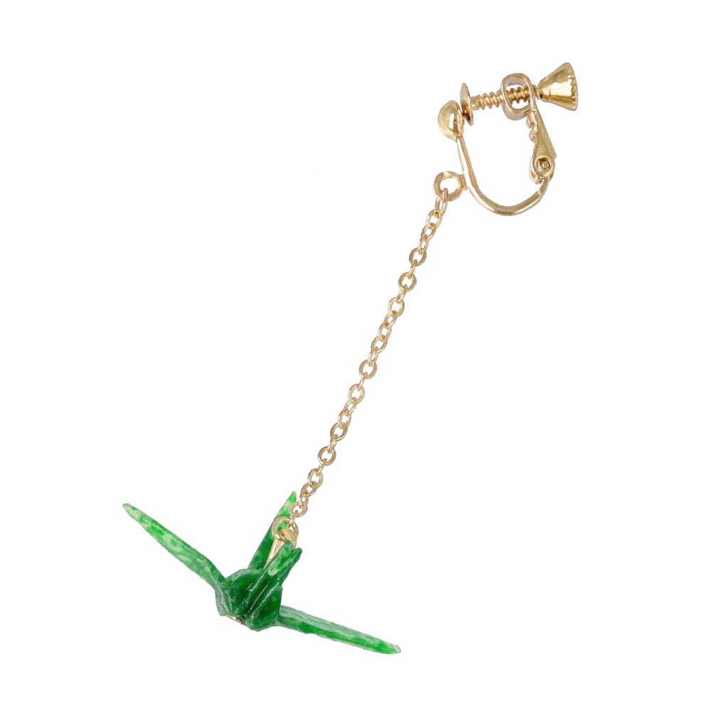 Origami Crane Drop Clip On Earring