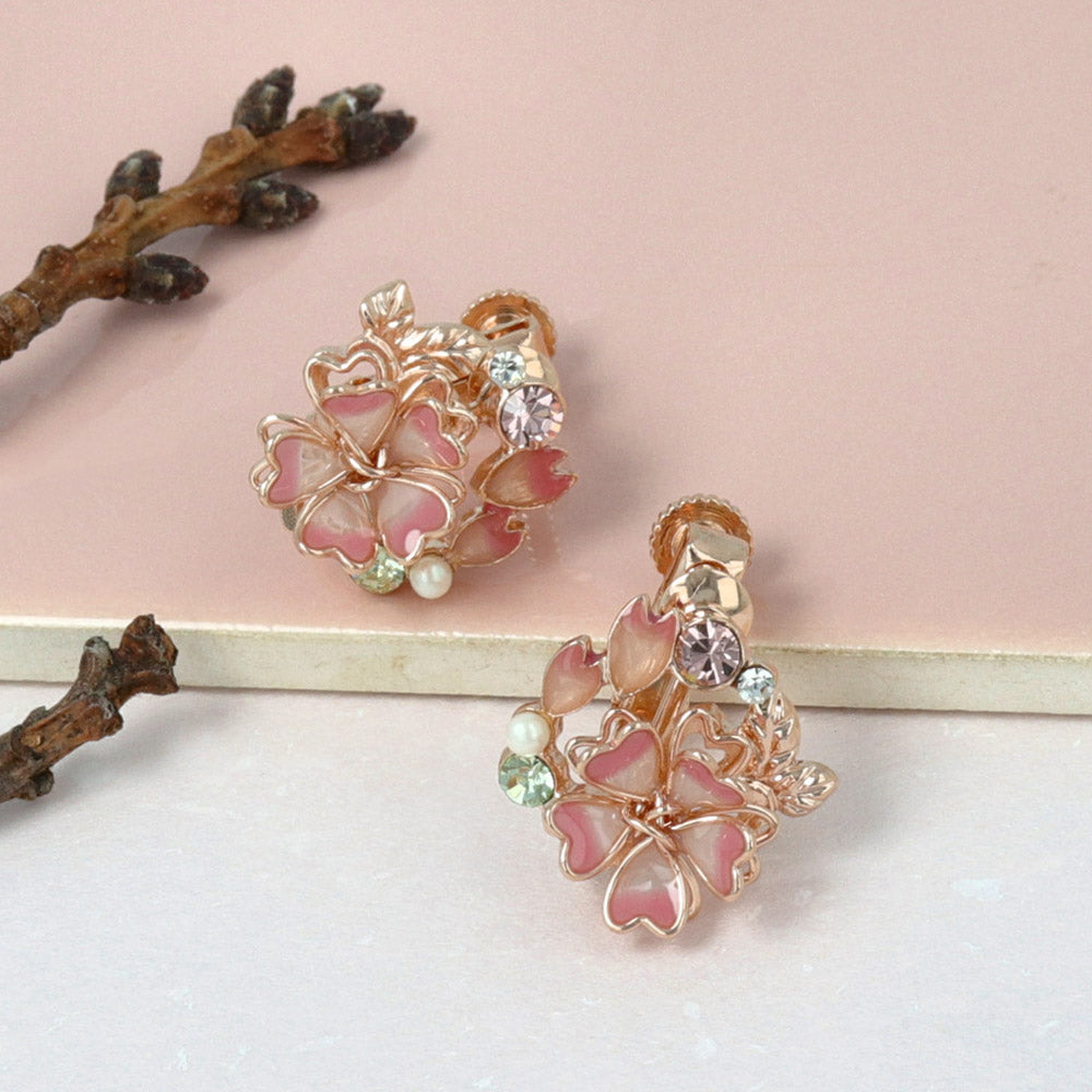 Mixed Sakura Clip On Earrings - osewaya