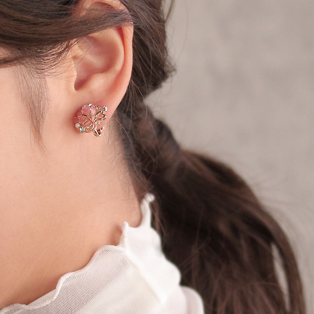 Mixed Sakura Clip On Earrings
