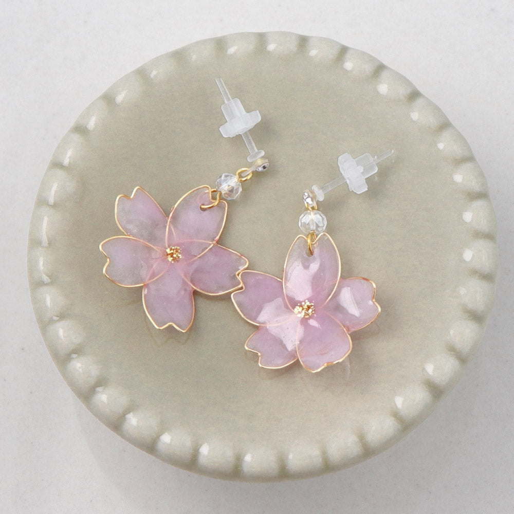 Sakura Drop Plastic Earrings - osewaya