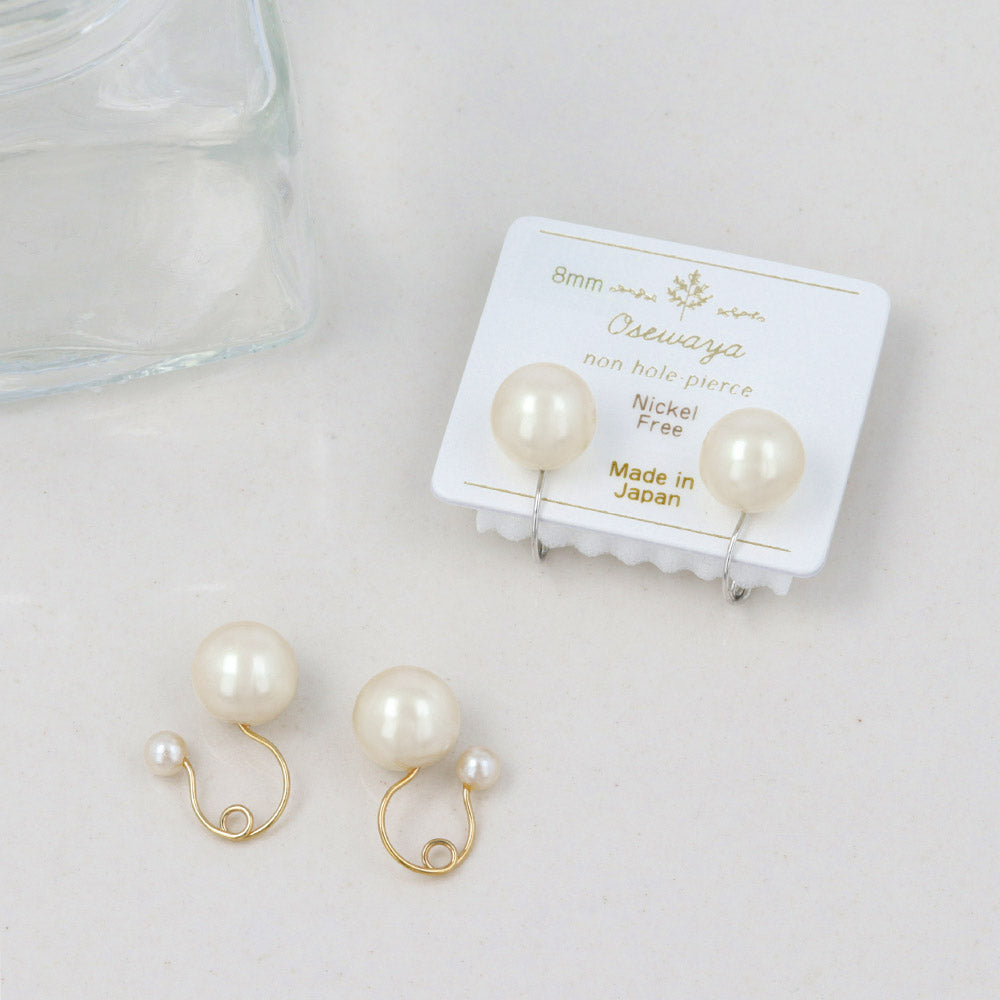 8mm Faux Pearl Invisible Clip On Earrings - osewaya