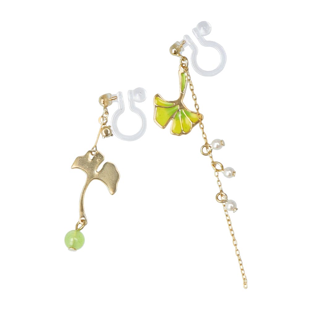 Japanese Ginkgo Invisible Clip On Earrings