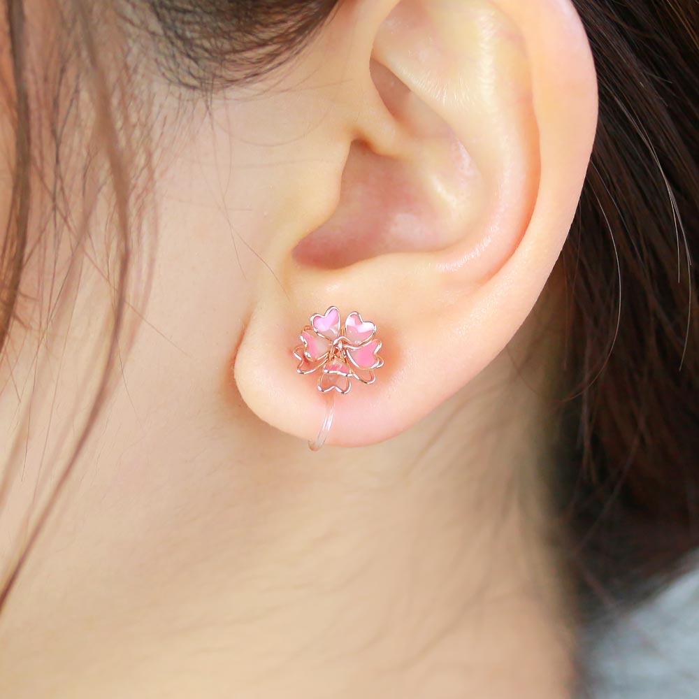 Sakura Flower Invisible Clip On Earrings - osewaya