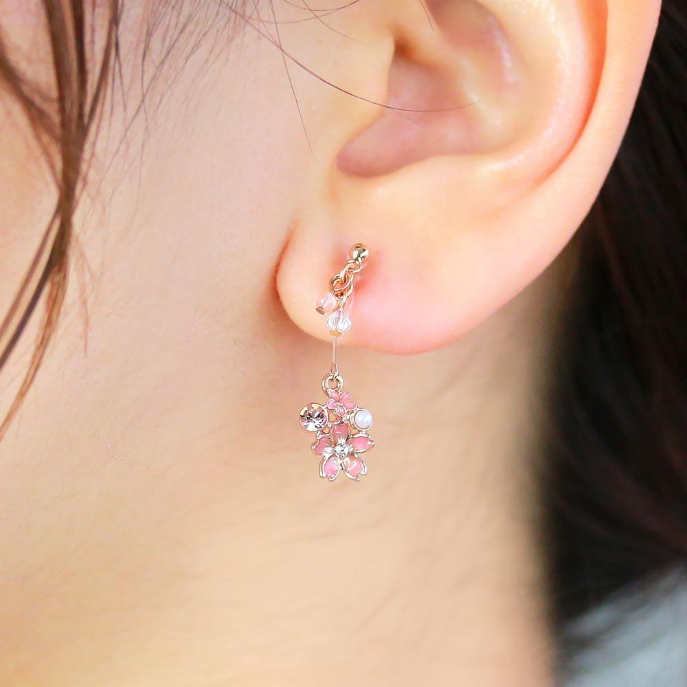 Ornamental Sakura Invisible Clip On Earrings - osewaya
