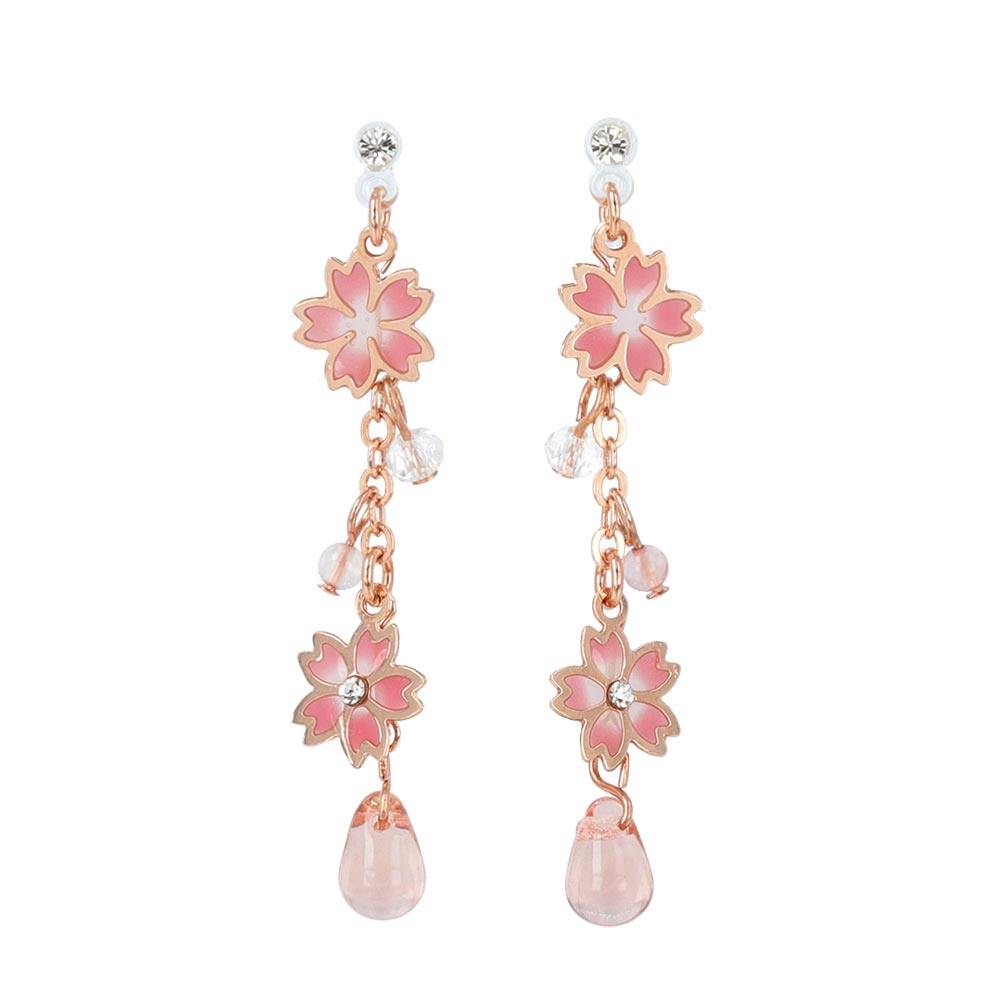 Cherry Blossom Sakura Linear Invisible Clip On Earrings