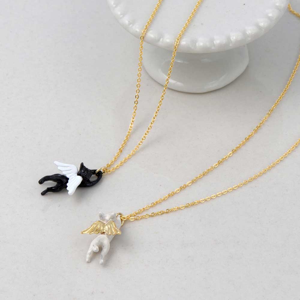 Winged Cat Short Necklace - osewaya