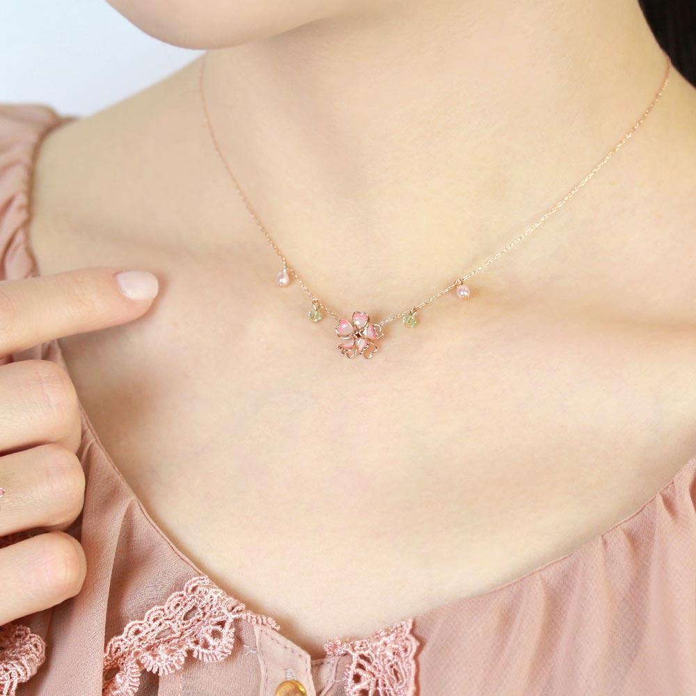 Cherry Blossom Charm Petit Necklace - osewaya
