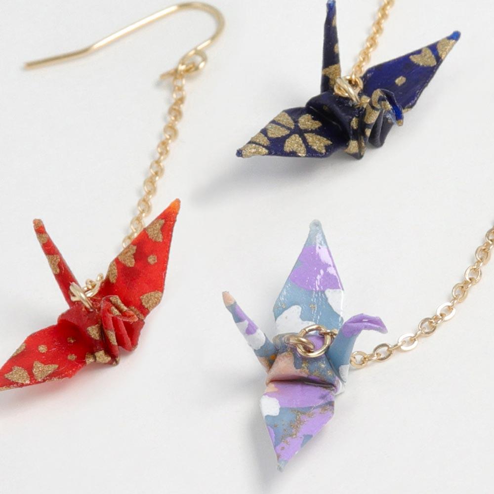 Origami Crane Drop Earring - osewaya