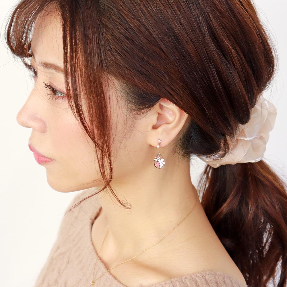 Sakura Ornamental Disc Drop Earrings