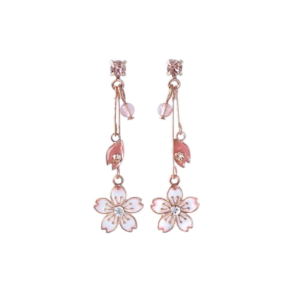 Pink Sakura Stick Drop Earrings - osewaya