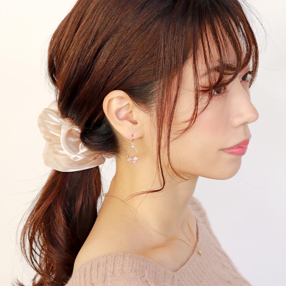 Sakura Floral Hoop Hook Earrings